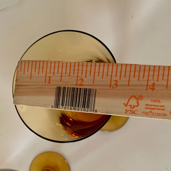 1970 Honey Amber Hand blown Stemmed Wine Goblet Glasses Of 4 - Picture 4 of 12